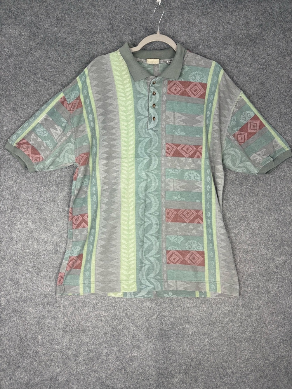 Vintage Bugle Boy XL Geometric Polo Shirt 90s Oversized Grandpa Dadcore